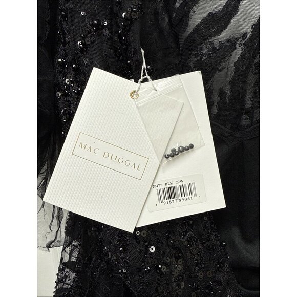 MAC DUGGAL Size 22 Black 20477 Flutter Sleeve Embellished Cocktail Midi Dress - Picture 10 of 10